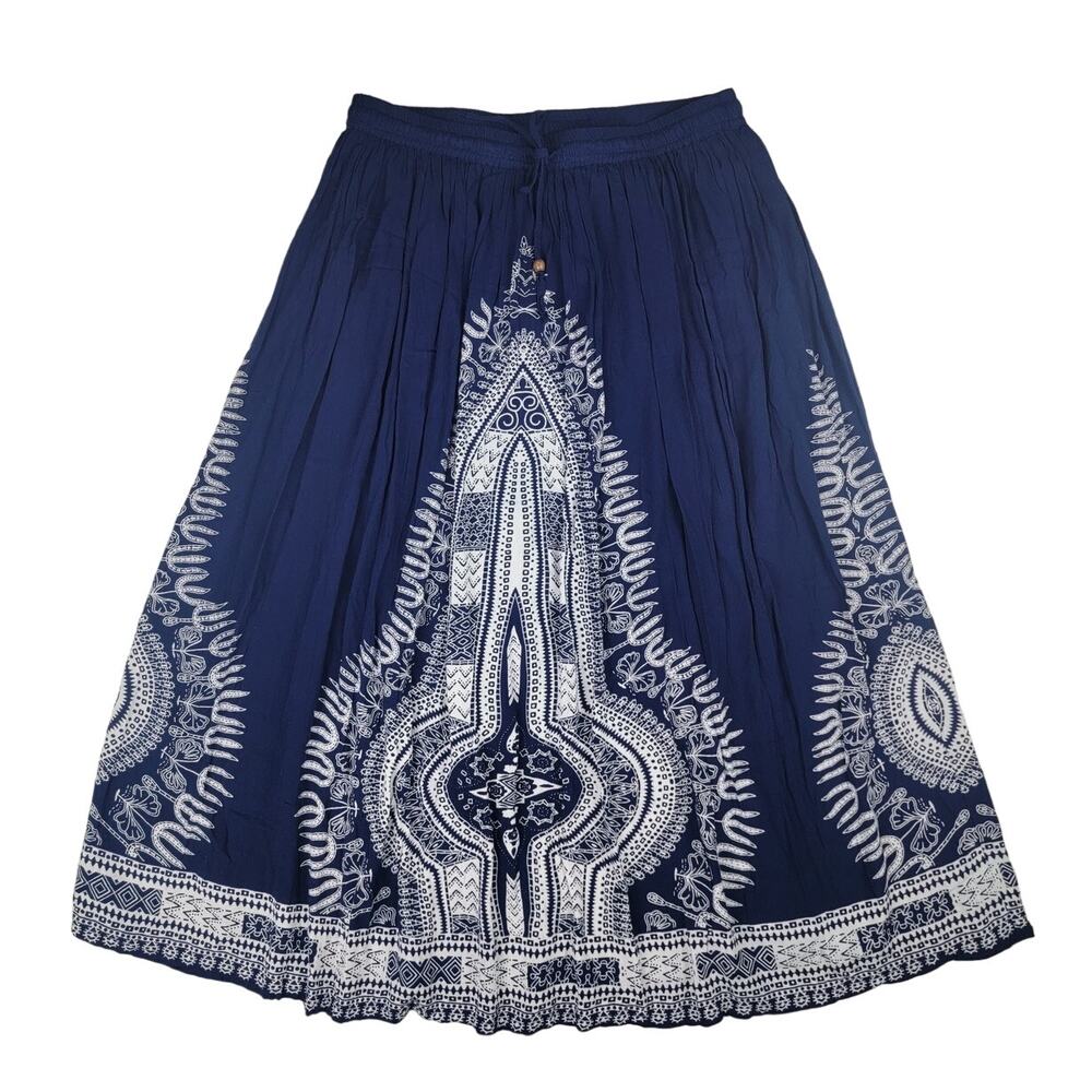 Women's Navy Blue Printed Boho Mini Skirt